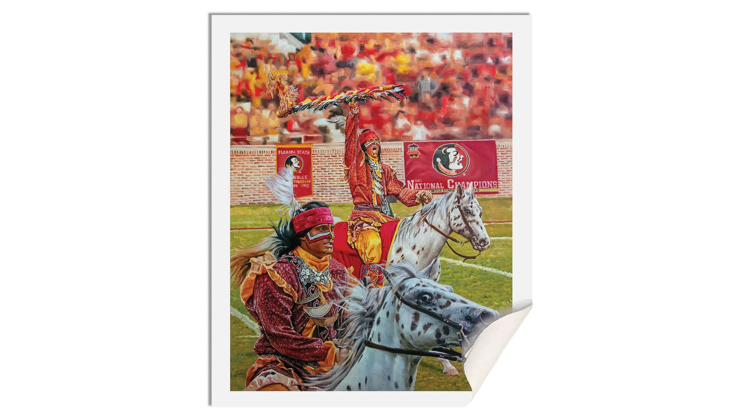 Florida State Seminoles artwork oil painting Chief Osceola giclee wall art FSU Mascot College Football Team Renegade FsuChief1AM3