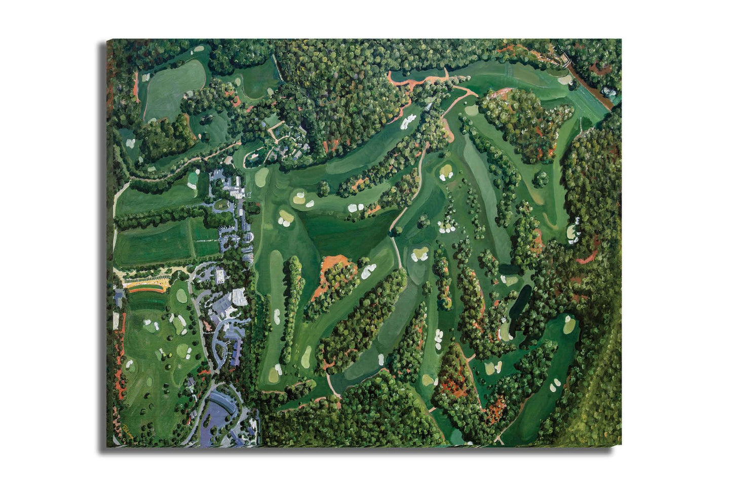 Aerial View Amen Corner White Dogwood Golden Bell Azalea the Masters of Augusta canvas prints Augusta National Golf Course all 18 Holes wall art 8x10-40x60in Oil Painting Art Print art on wall two matte paper prints image poster picture photograph photo fine art print wall hanging.