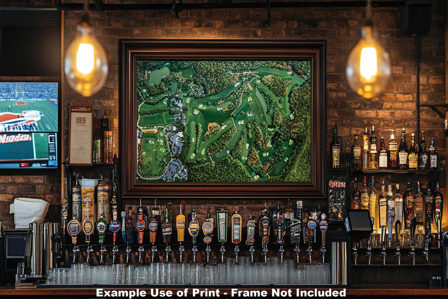 Augusta National Golf Course all 18 Holes Aerial View canvas prints Amen Corner White Dogwood Golden Bell Azalea art on wall the Masters of Augusta oil painting lithograph 8x10-40x60in Oil Painting Art Print painting print Featured Wall of Fame Fine Art and Photography Gallery with framed examples on the wall.