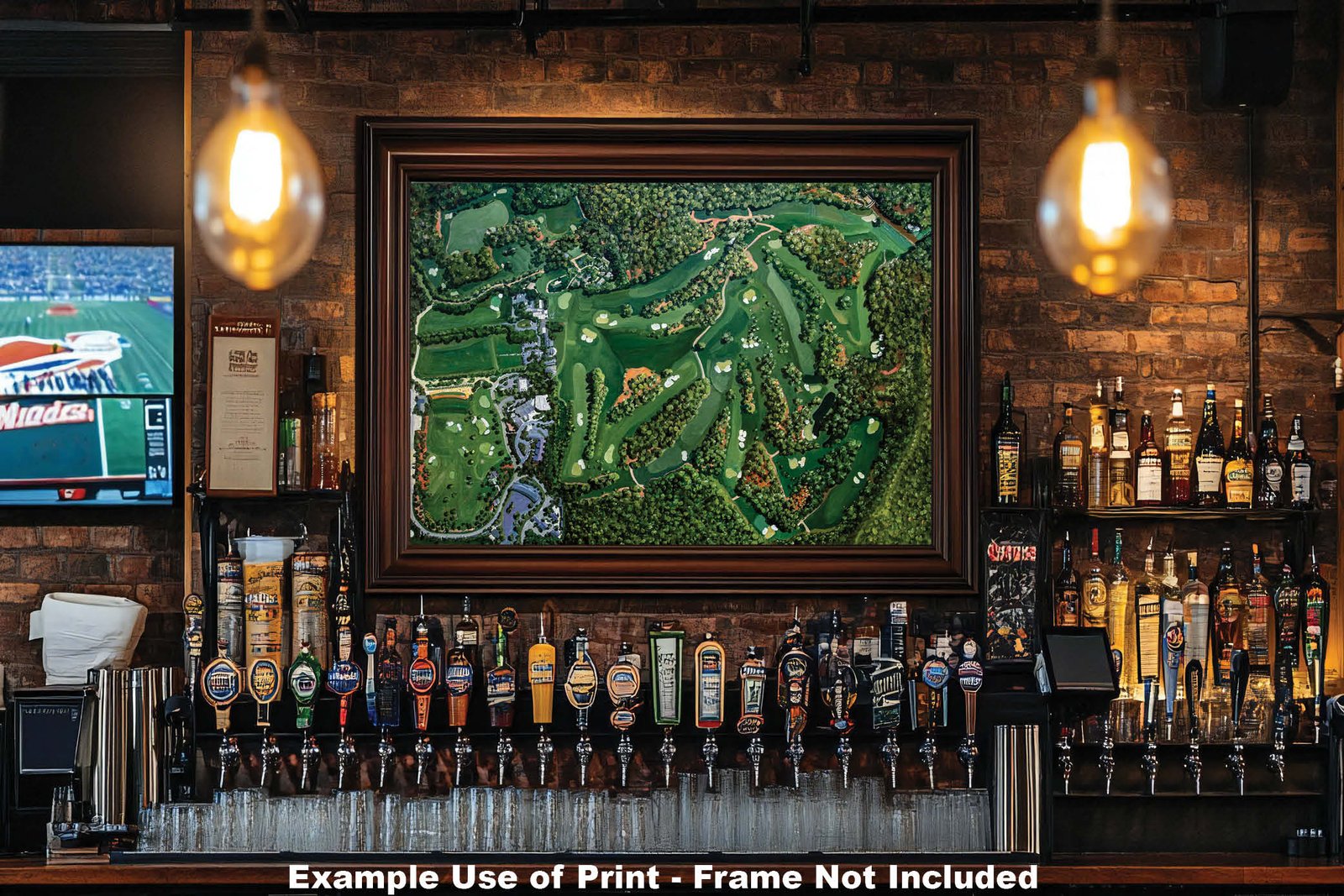 Augusta National Golf Course all 18 Holes Aerial View canvas prints Amen Corner White Dogwood Golden Bell Azalea art on wall the Masters of Augusta oil painting lithograph 8x10-40x60in Oil Painting Art Print painting print Featured Wall of Fame Fine Art and Photography Gallery with framed examples on the wall.