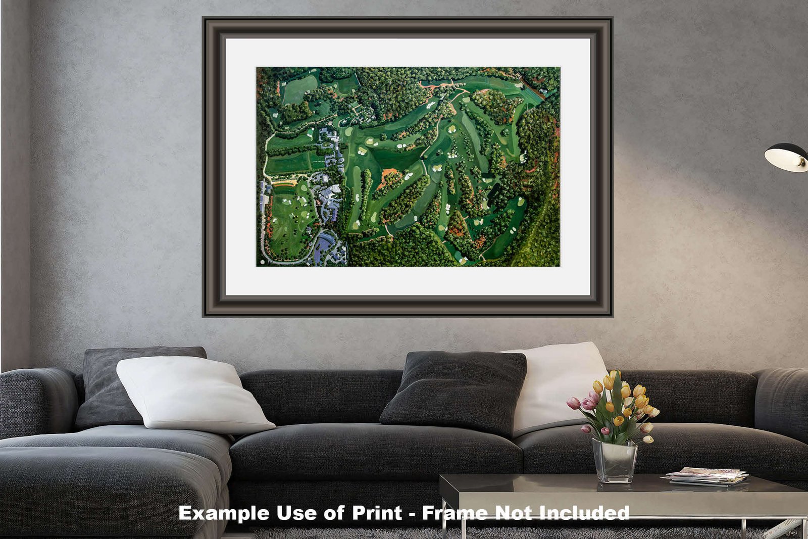 Golf Course all 18 Holes Amen Corner White Dogwood Golden Bell Azalea Aerial View the Masters of Augusta painting print wall artwork wall decor 8x10-40x60in Oil Painting Art Print lithograph Augusta National canvas prints wall art