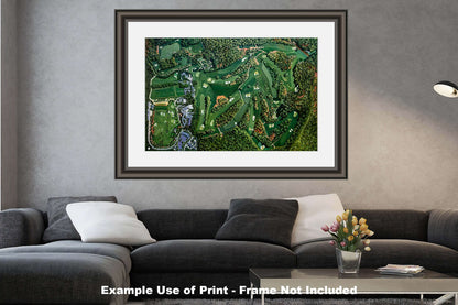 Golf Course all 18 Holes Amen Corner White Dogwood Golden Bell Azalea Aerial View the Masters of Augusta painting print wall artwork wall decor 8x10-40x60in Oil Painting Art Print lithograph Augusta National canvas prints wall art