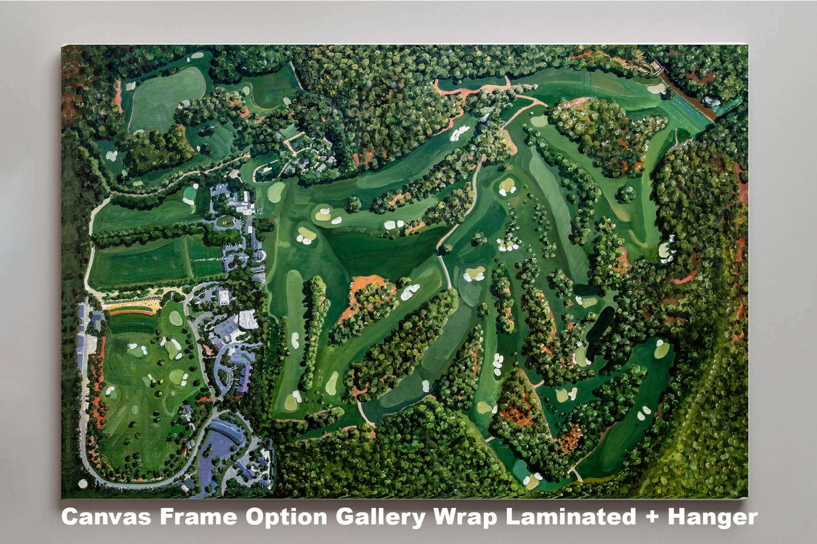 Golf Course all 18 Holes painting print Augusta National Aerial View the Masters of Augusta Amen Corner White Dogwood Golden Bell Azalea painting print art on wall wall decor 8x10-40x60in Oil Painting Art Print media center TV viewing theater room with wall of fame image poster picture photograph photo fine art print wall hanging.