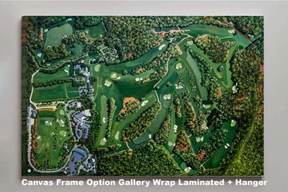 Golf Course all 18 Holes painting print Augusta National Aerial View the Masters of Augusta Amen Corner White Dogwood Golden Bell Azalea painting print art on wall wall decor 8x10-40x60in Oil Painting Art Print media center TV viewing theater room with wall of fame image poster picture photograph photo fine art print wall hanging.
