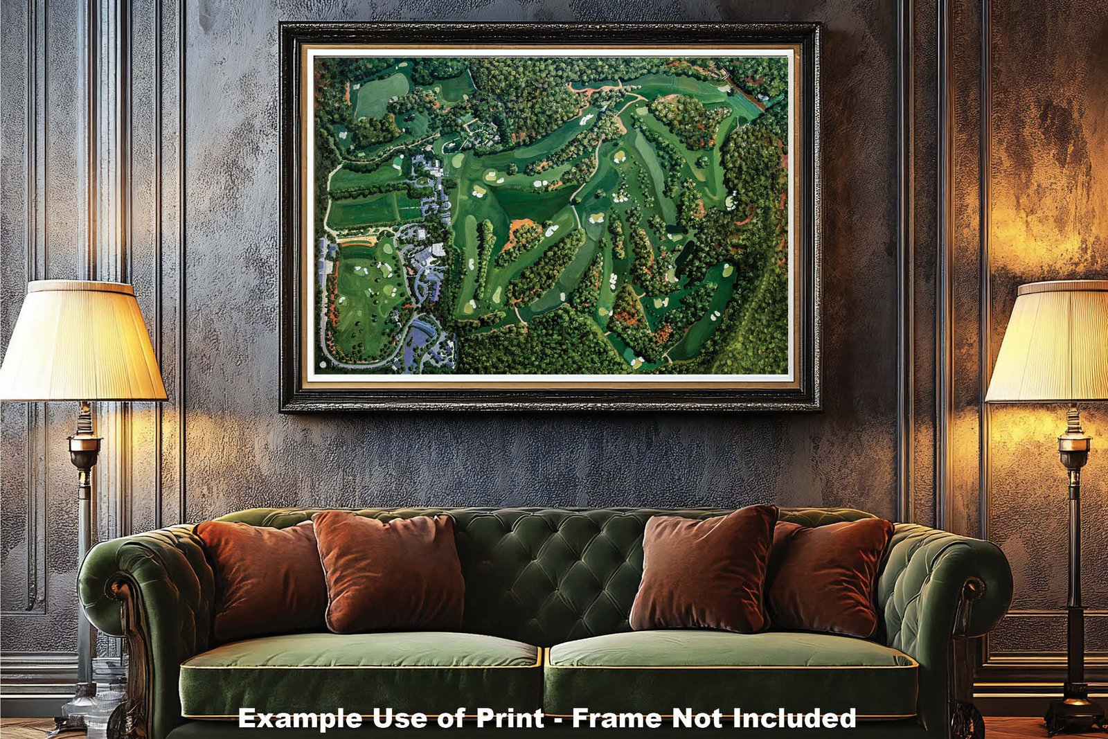 canvas prints Augusta National the Masters of Augusta painting print Aerial View Golf Course all 18 Holes Amen Corner White Dogwood Golden Bell Azalea 8x10-40x60in Oil Painting Art Print lithograph wall decor wall art living room with thin framed picture art example on the wall image poster picture photograph photo fine art print wall hanging.