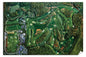 Aerial View the Masters of Augusta Augusta National Golf Course all 18 Holes canvas prints Amen Corner White Dogwood Golden Bell Azalea canvas frame displayed on the wall with gallery wrapped stretched over 3/4 inch wood frame rigid backing semi-gloss lamination picture photograph photo fine art print wall hanging.
