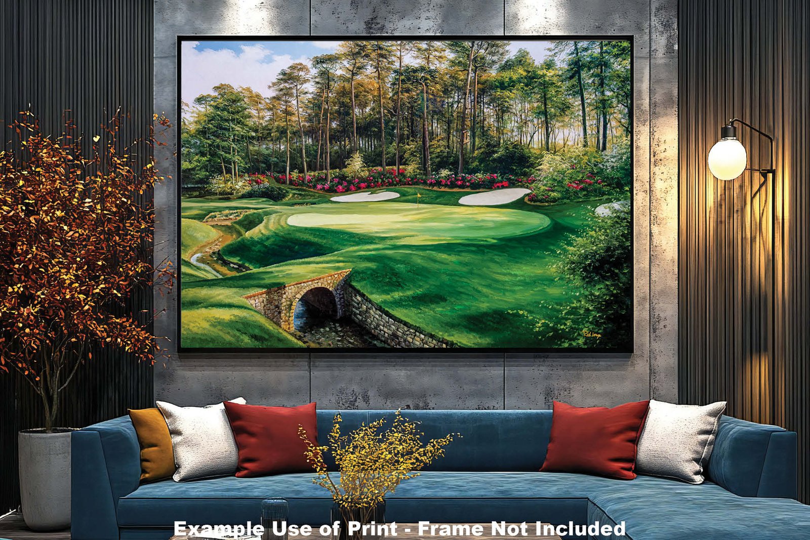 Azalea Hole 13 Augusta National Golf Club canvas prints PGA art on wall Masters painting print 8x10-40x60in Oil Painting Art Print wall art 4x5 orientation landscape horizontal matte paper print with curled edge image poster picture photograph photo fine art print wall hanging.