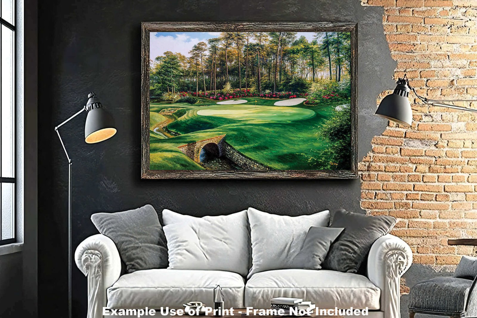 PGA Augusta National Golf Club Masters Hole 13 Azalea rich image oil painting 8x10-40x60in Oil Painting Art Print framed art example on the wall image poster picture photograph photo fine art print wall hanging.