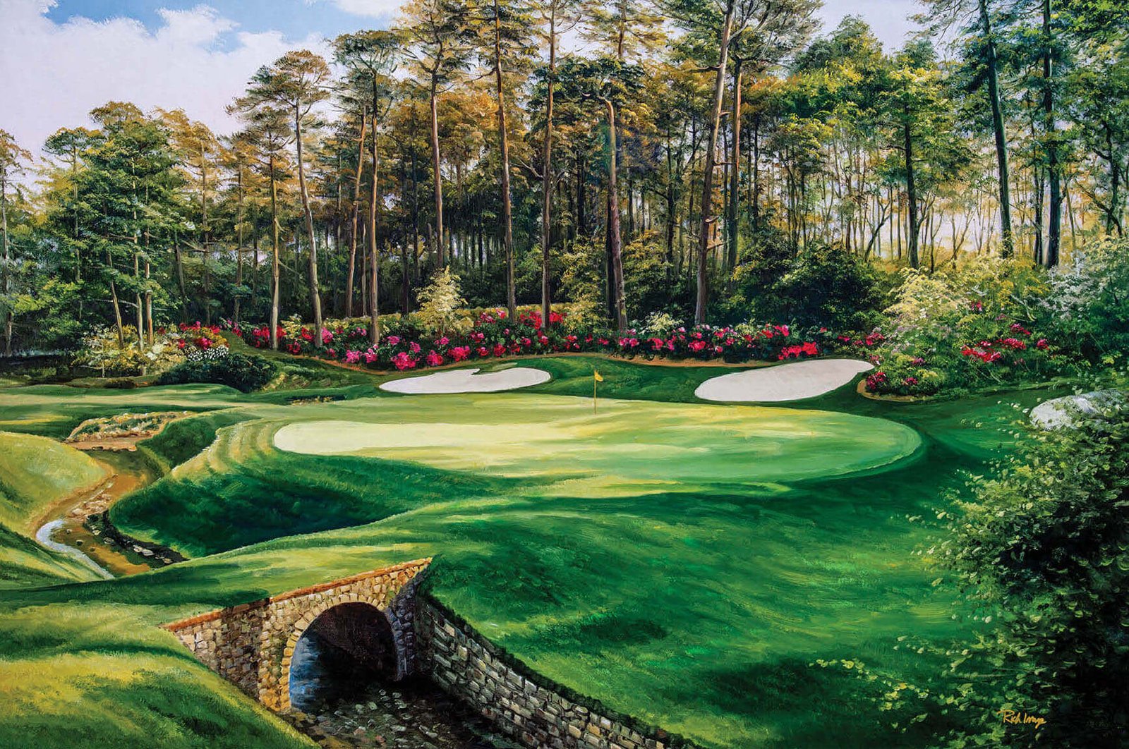 canvas prints Augusta National Golf Club Hole 13 wall art PGA Masters painting print Azalea 8x10-40x60in Oil Painting Art Print painting print rich image lithograph matte paper poster picture photograph photo fine art print for wall hanging.