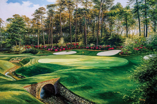 canvas prints Augusta National Golf Club Hole 13 wall art PGA Masters painting print Azalea 8x10-40x60in Oil Painting Art Print painting print rich image lithograph matte paper poster picture photograph photo fine art print for wall hanging.