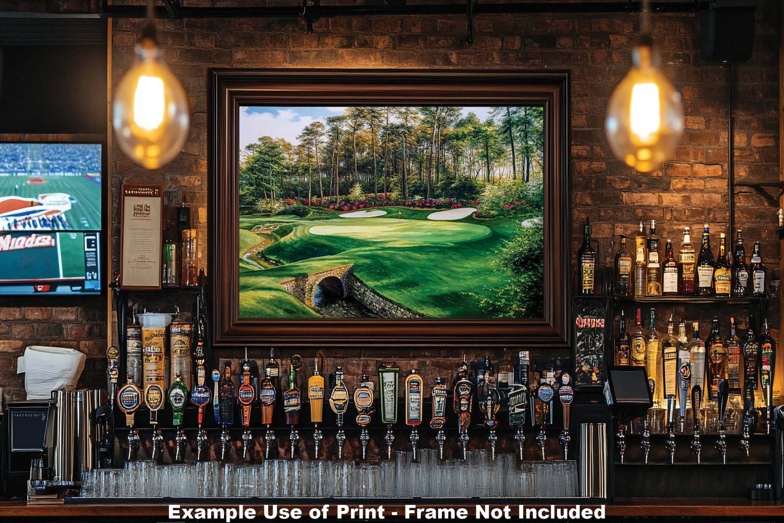 Augusta National Golf Club Hole 13 PGA canvas prints Azalea art on wall Masters oil painting lithograph 8x10-40x60in Oil Painting Art Print painting print Featured Wall of Fame Fine Art and Photography Gallery with framed examples on the wall.