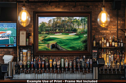 Augusta National Golf Club Hole 13 PGA canvas prints Azalea art on wall Masters oil painting lithograph 8x10-40x60in Oil Painting Art Print painting print Featured Wall of Fame Fine Art and Photography Gallery with framed examples on the wall.