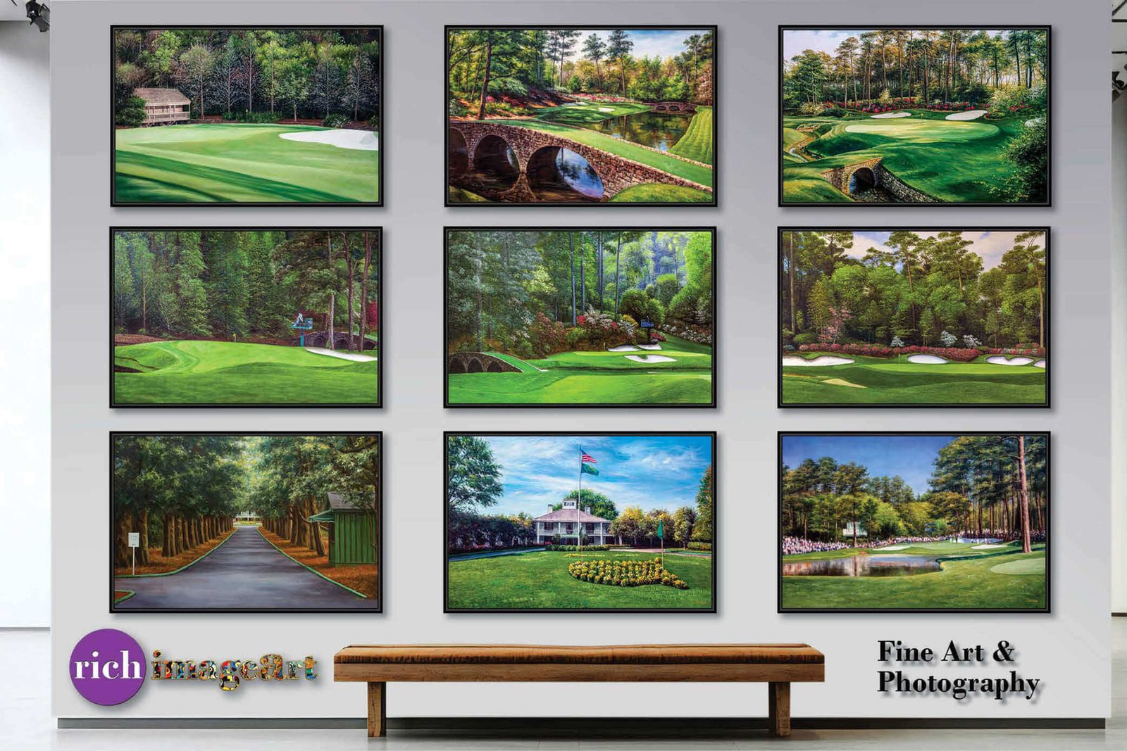 painting print PGA Azalea Masters wall art Augusta National Golf Club Hole 13 oil painting rich image lithograph art on wall 8x10-40x60in Oil Painting Art Print canvas prints