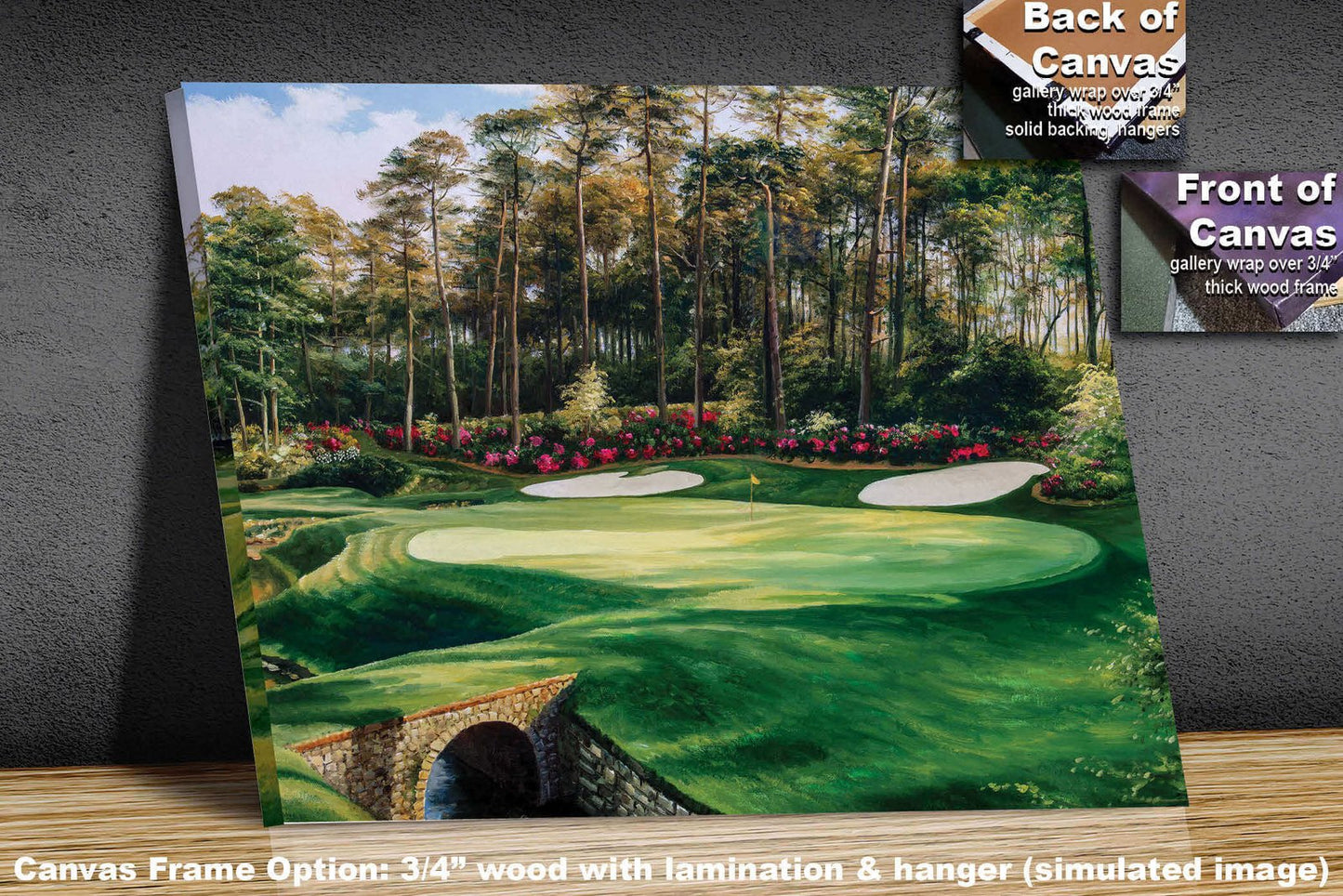 PGA canvas prints Augusta National Golf Club Hole 13 wall art Masters painting print oil painting painting print rich image Azalea available as canvas rolled polyester or standard cotton canvas roll mailed in a heavy duty cardboard tube image poster picture photograph photo fine art print wall hanging.
