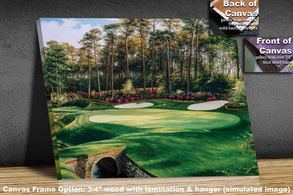 PGA canvas prints Augusta National Golf Club Hole 13 wall art Masters painting print oil painting painting print rich image Azalea available as canvas rolled polyester or standard cotton canvas roll mailed in a heavy duty cardboard tube image poster picture photograph photo fine art print wall hanging.