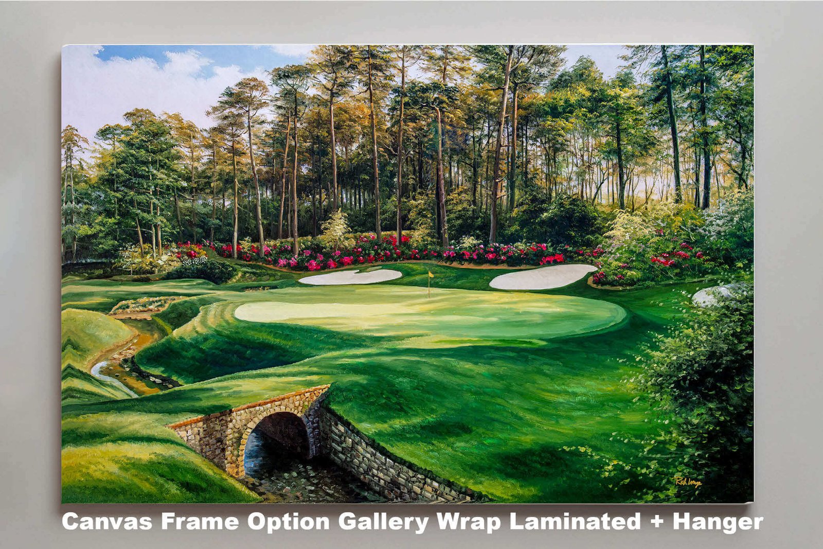 Hole 13 painting print Augusta National Golf Club PGA Masters Azalea painting print art on wall wall decor 8x10-40x60in Oil Painting Art Print media center TV viewing theater room with wall of fame image poster picture photograph photo fine art print wall hanging.