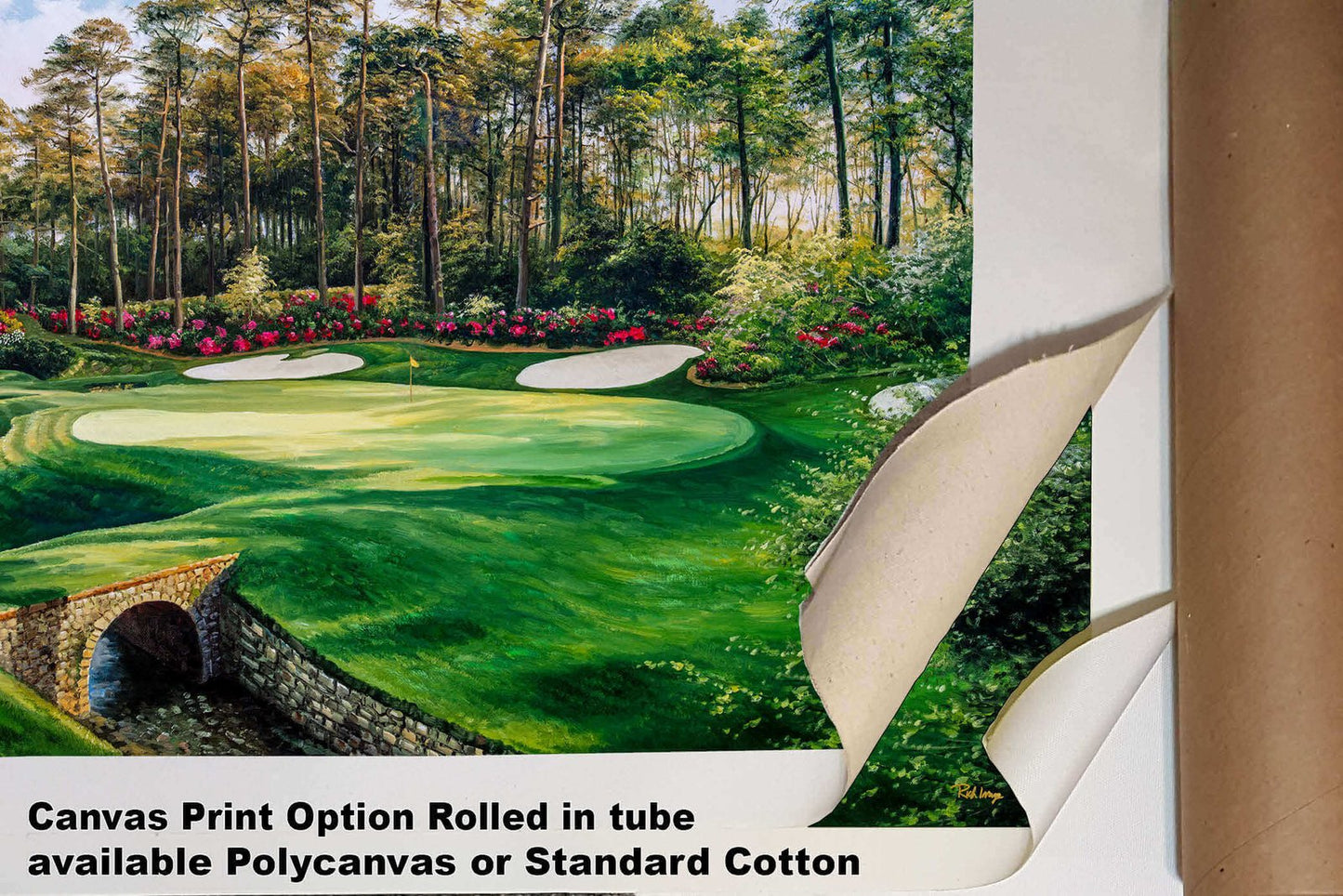 PGA painting print Hole 13 Augusta National Golf Club Masters Azalea 8x10-40x60in Oil Painting Art Print rich image giclee canvas prints game room with framed example on the wall image poster picture photograph photo fine art print wall hanging.