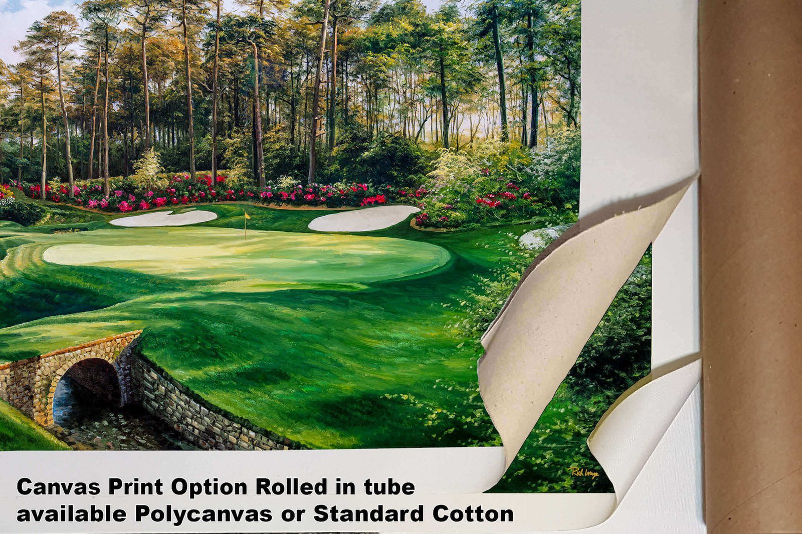PGA painting print Hole 13 Augusta National Golf Club Masters Azalea 8x10-40x60in Oil Painting Art Print rich image giclee canvas prints game room with framed example on the wall image poster picture photograph photo fine art print wall hanging.