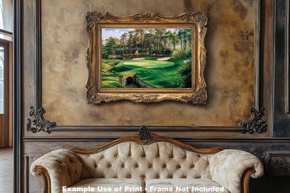 art on wall Augusta National Golf Club Hole 13 Masters PGA canvas prints Azalea 8x10-40x60in Oil Painting Art Print painting print luxury sitting room with framed art example on the wall image poster picture photograph photo fine art print wall hanging.