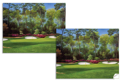 canvas prints Hole 13 Augusta National Golf Club wall art PGA Masters Azalea canvas frame gallery wrapped stretched over 3/4 inch wood frame rigid backing semi-gloss lamination wall picture photograph photo fine art print wall hanging.