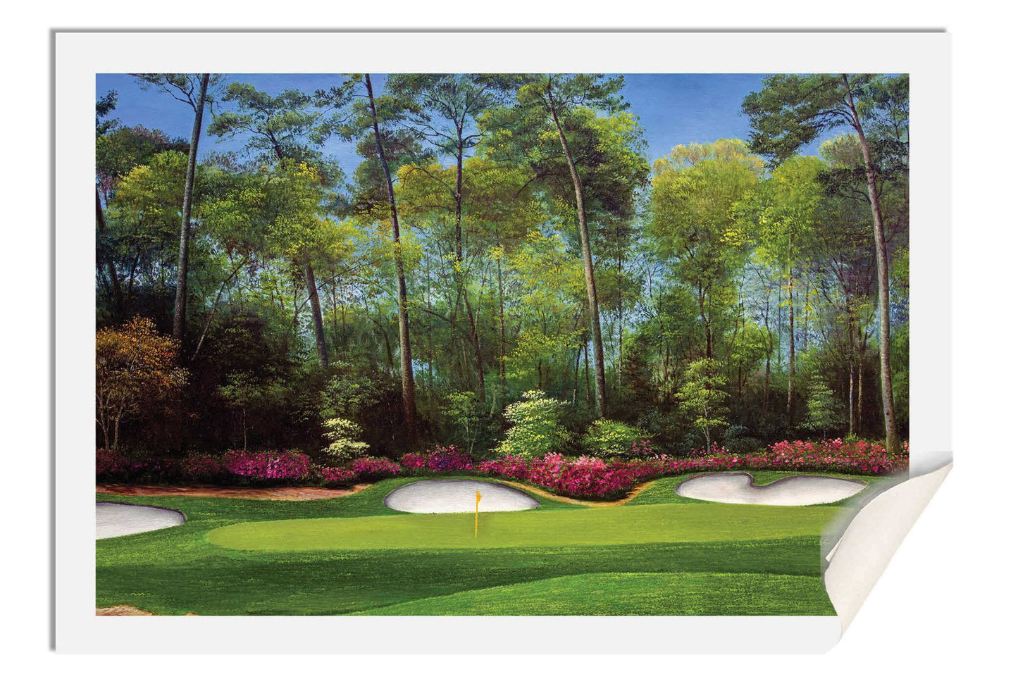Masters Hole 13 PGA Azalea Augusta National Golf Club rich image art print 8x10-40x60in Oil Painting Art Print framed art example on the wall image poster picture photograph photo fine art print wall hanging.