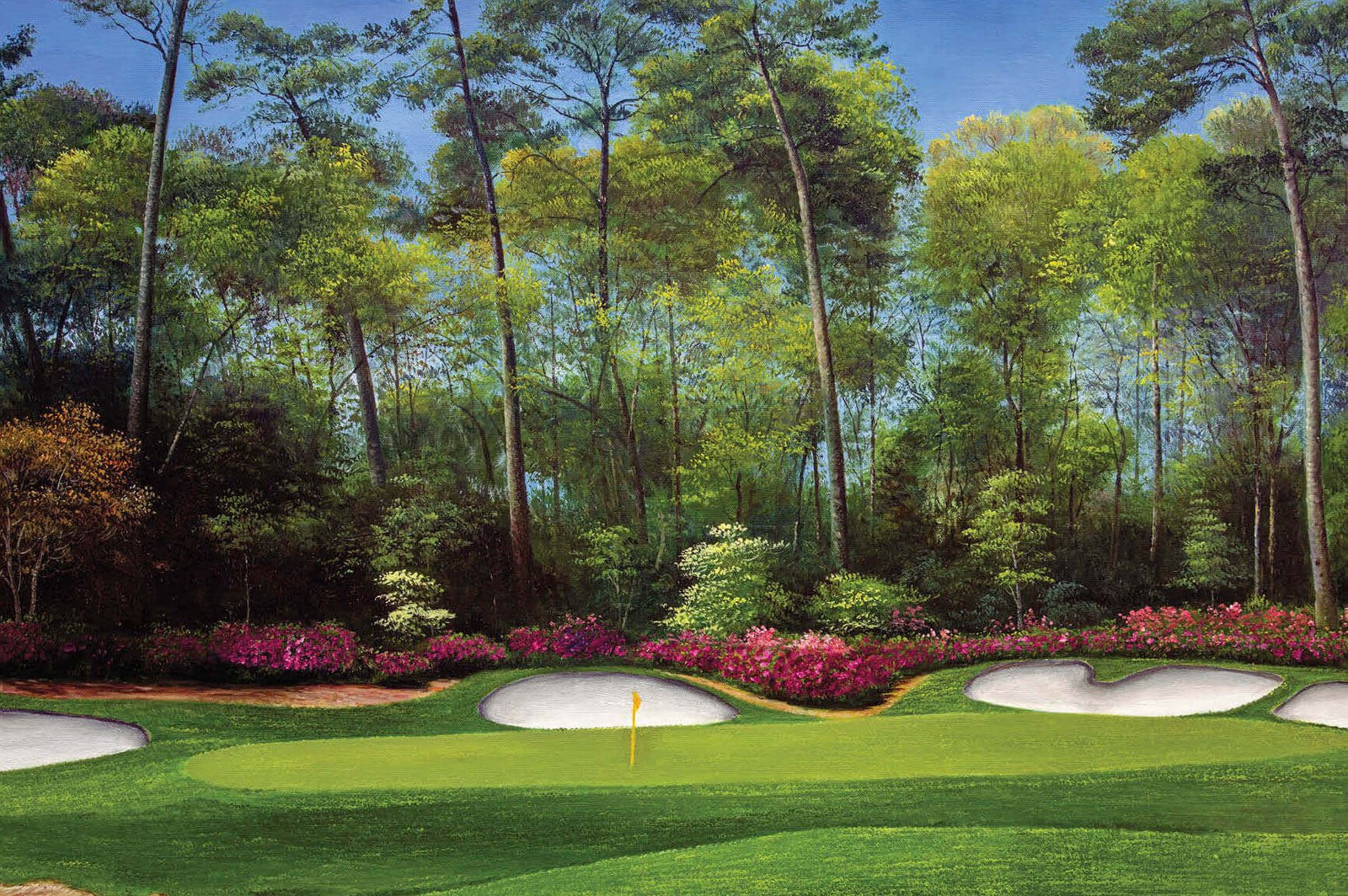 canvas prints Augusta National Golf Club Hole 13 wall art PGA Masters wall artwork Azalea 8x10-40x60in Oil Painting Art Print wall artwork art print lithograph matte paper poster picture photograph photo fine art print for wall hanging.