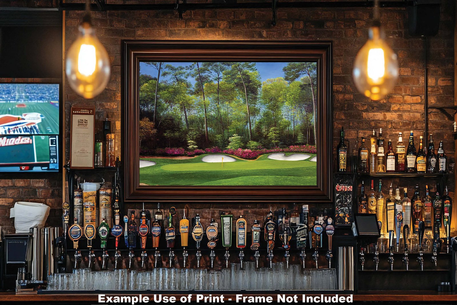Augusta National Golf Club Hole 13 PGA canvas prints Azalea wall decor Masters oil painting lithograph 8x10-40x60in Oil Painting Art Print wall artwork Featured Wall of Fame Fine Art and Photography Gallery with framed examples on the wall.