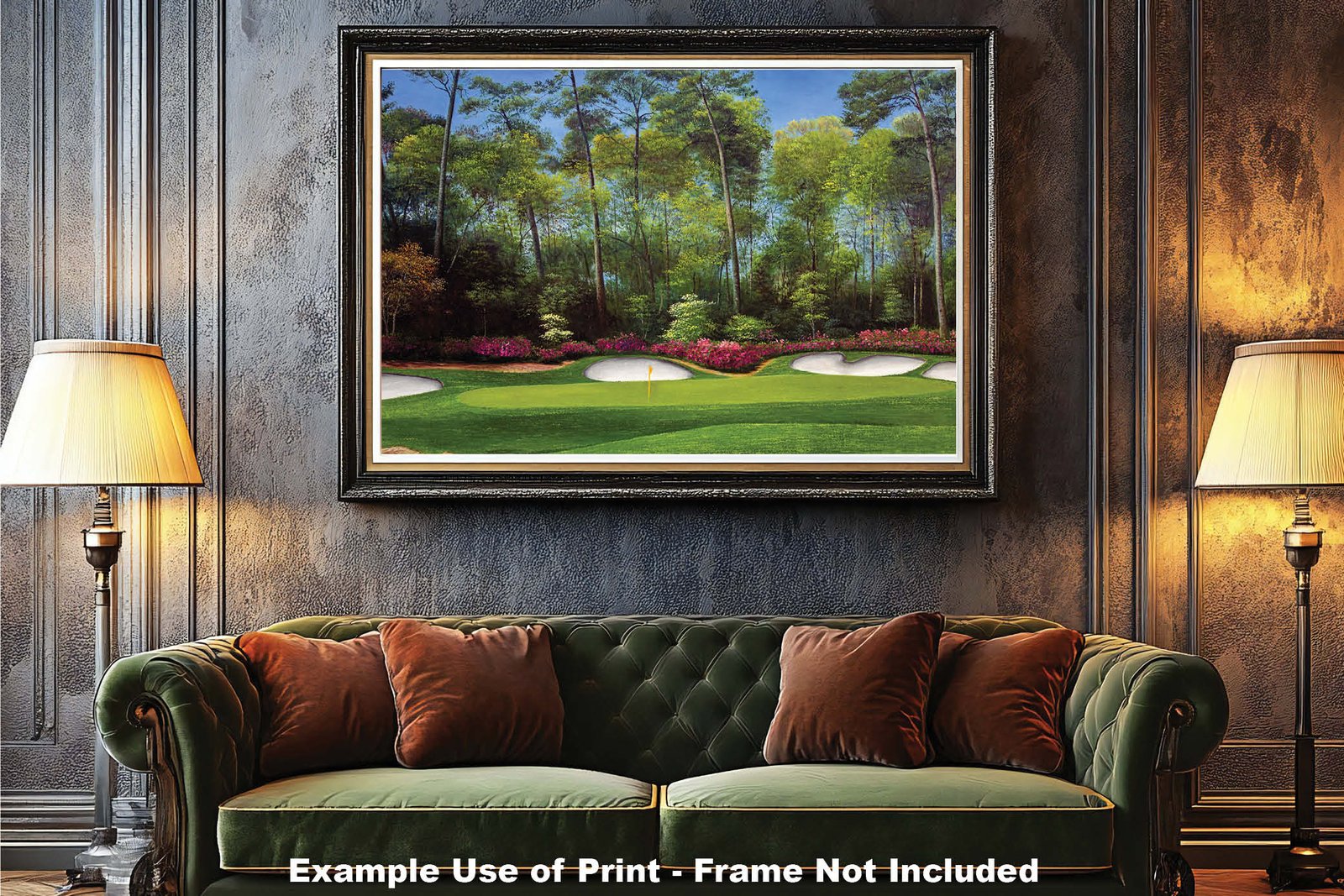 canvas prints Augusta National Golf Club Masters wall artwork PGA Hole 13 Azalea 8x10-40x60in Oil Painting Art Print lithograph giclee wall art living room with thin framed picture art example on the wall image poster picture photograph photo fine art print wall hanging.