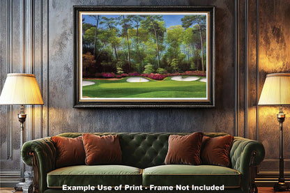 canvas prints Augusta National Golf Club Masters wall artwork PGA Hole 13 Azalea 8x10-40x60in Oil Painting Art Print lithograph giclee wall art living room with thin framed picture art example on the wall image poster picture photograph photo fine art print wall hanging.
