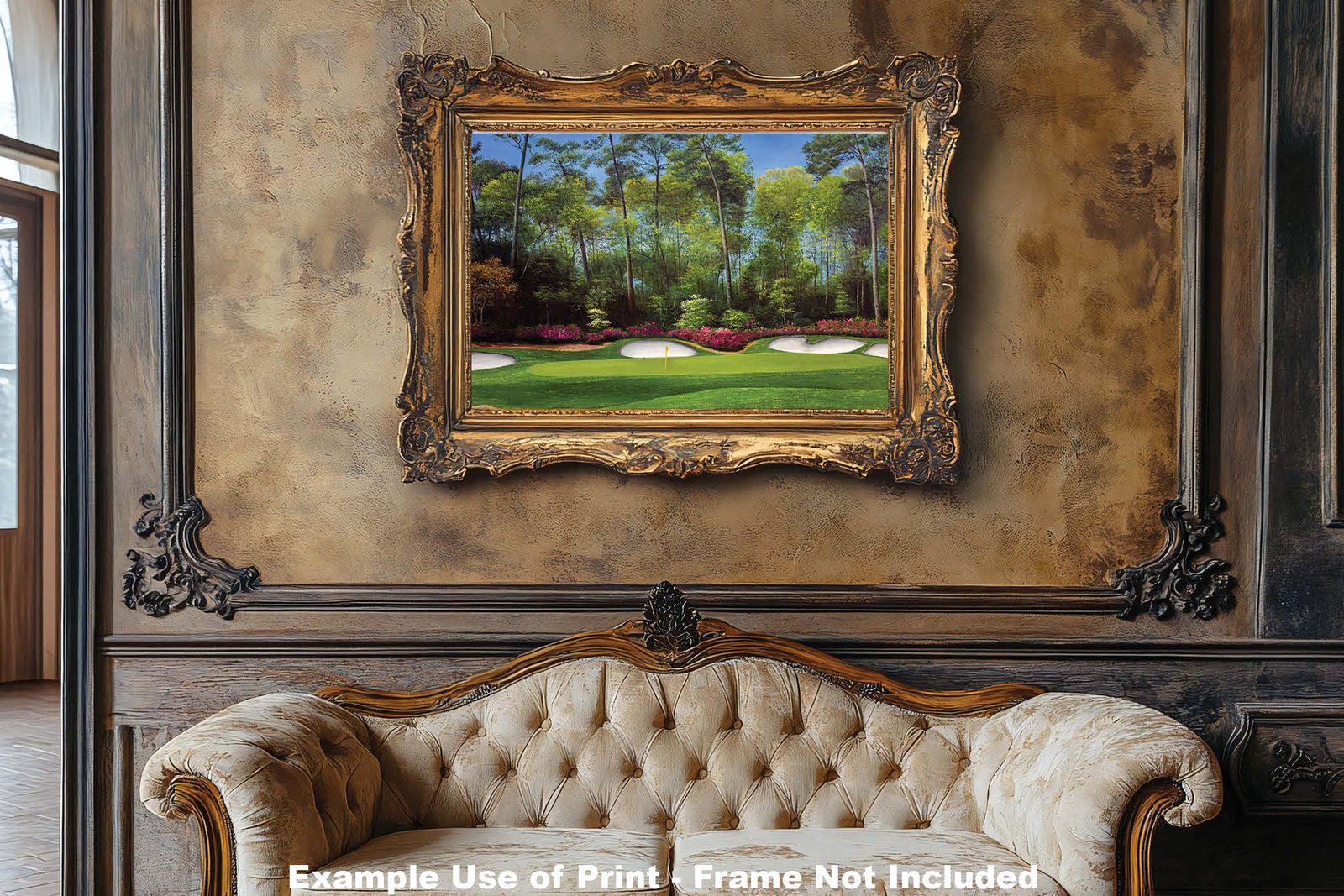 wall decor Augusta National Golf Club Hole 13 Masters PGA canvas prints Azalea 8x10-40x60in Oil Painting Art Print wall artwork luxury sitting room with framed art example on the wall image poster picture photograph photo fine art print wall hanging.
