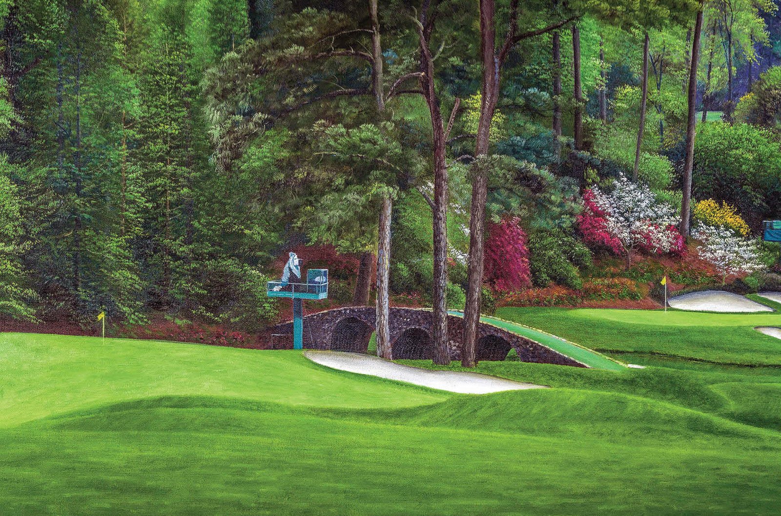 canvas prints Augusta National Golf Club Hole 11 12 wall art PGA the Masters of Augusta painting print Amen Corner Golden Bell White Dogwood 8x10-40x60in Oil Painting Art Print painting print rich image lithograph matte paper poster picture photograph photo fine art print for wall hanging.