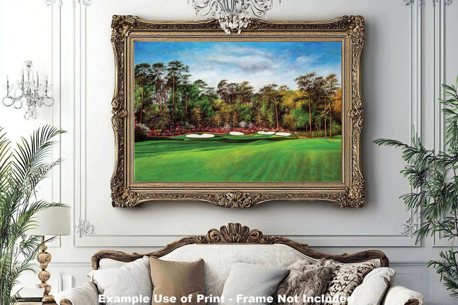 art on wall Golf Club Hole 13 Augusta National wall art the Masters of Augusta Masters Amen Corner Azalea canvas frame gallery wrapped stretched over 3/4 inch wood frame rigid backing semi-gloss lamination wall picture photograph photo fine art print wall hanging.