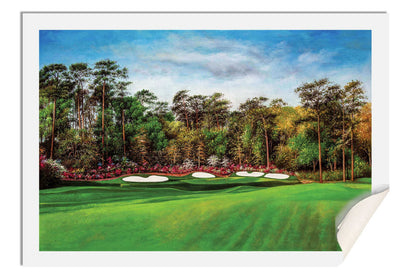 Masters Amen Corner Golf Club Hole 13 the Masters of Augusta Azalea Augusta National giclee wall artwork 8x10-40x60in Oil Painting Art Print framed art example on the wall image poster picture photograph photo fine art print wall hanging.