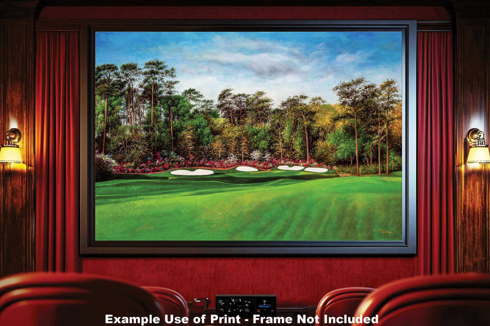 the Masters of Augusta Golf Club Hole 13 Augusta National Masters Amen Corner Azalea lithograph oil painting giclee 8x10-40x60in Oil Painting Art Print framed art example on the wall image poster picture photograph photo fine art print wall hanging.
