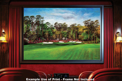 the Masters of Augusta Golf Club Hole 13 Augusta National Masters Amen Corner Azalea lithograph oil painting giclee 8x10-40x60in Oil Painting Art Print framed art example on the wall image poster picture photograph photo fine art print wall hanging.
