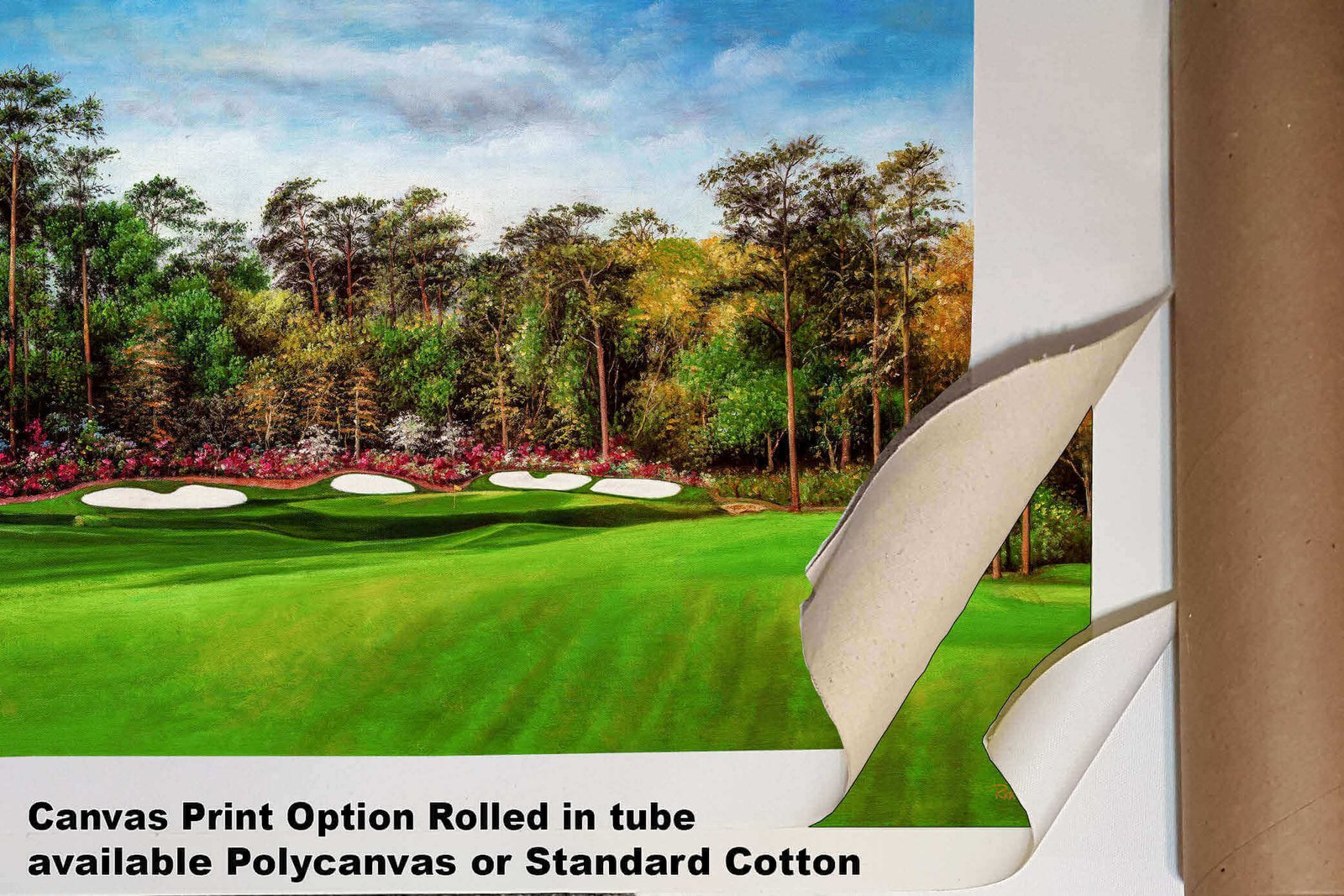 the Masters of Augusta art on wall Golf Club Hole 13 Augusta National Masters Amen Corner Azalea 8x10-40x60in Oil Painting Art Print wall artwork giclee canvas prints game room with framed example on the wall image poster picture photograph photo fine art print wall hanging.