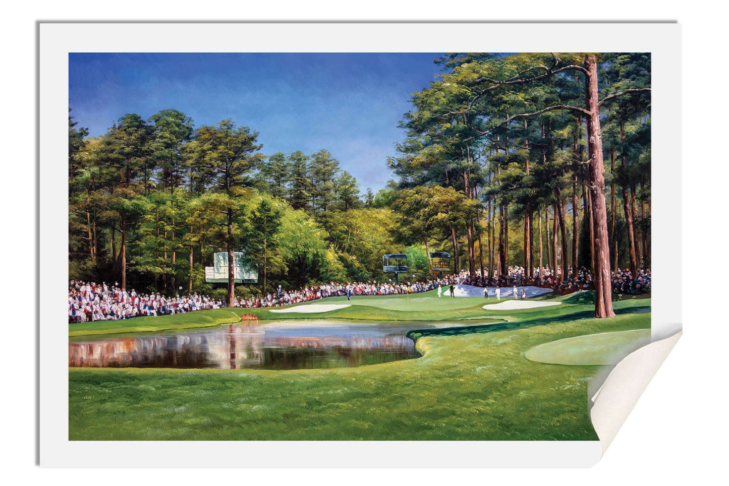 The Masters Of Augusta Golf Club Course Hole 16 Augusta US Redbud Augusta National giclee art on wall 8x10-40x60in Oil Painting Art Print framed art example on the wall image poster picture photograph photo fine art print wall hanging.