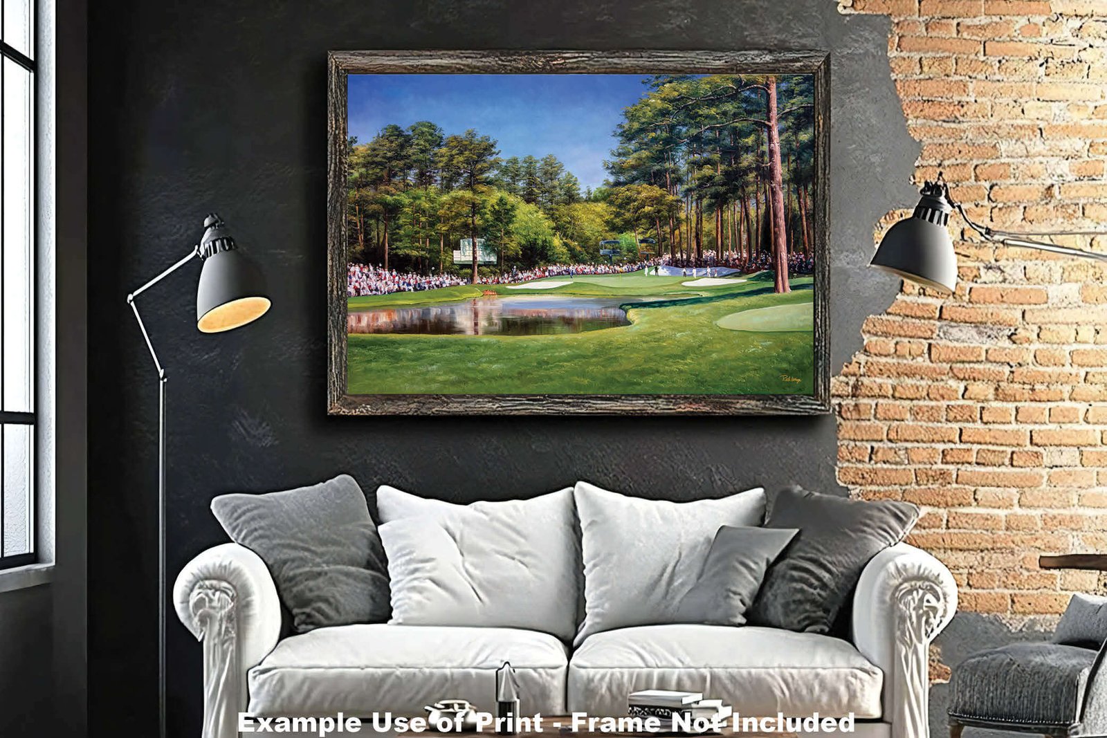 Augusta US Augusta National The Masters Of Augusta Golf Club Course Hole 16 Redbud art on wall oil painting 8x10-40x60in Oil Painting Art Print framed art example on the wall image poster picture photograph photo fine art print wall hanging.
