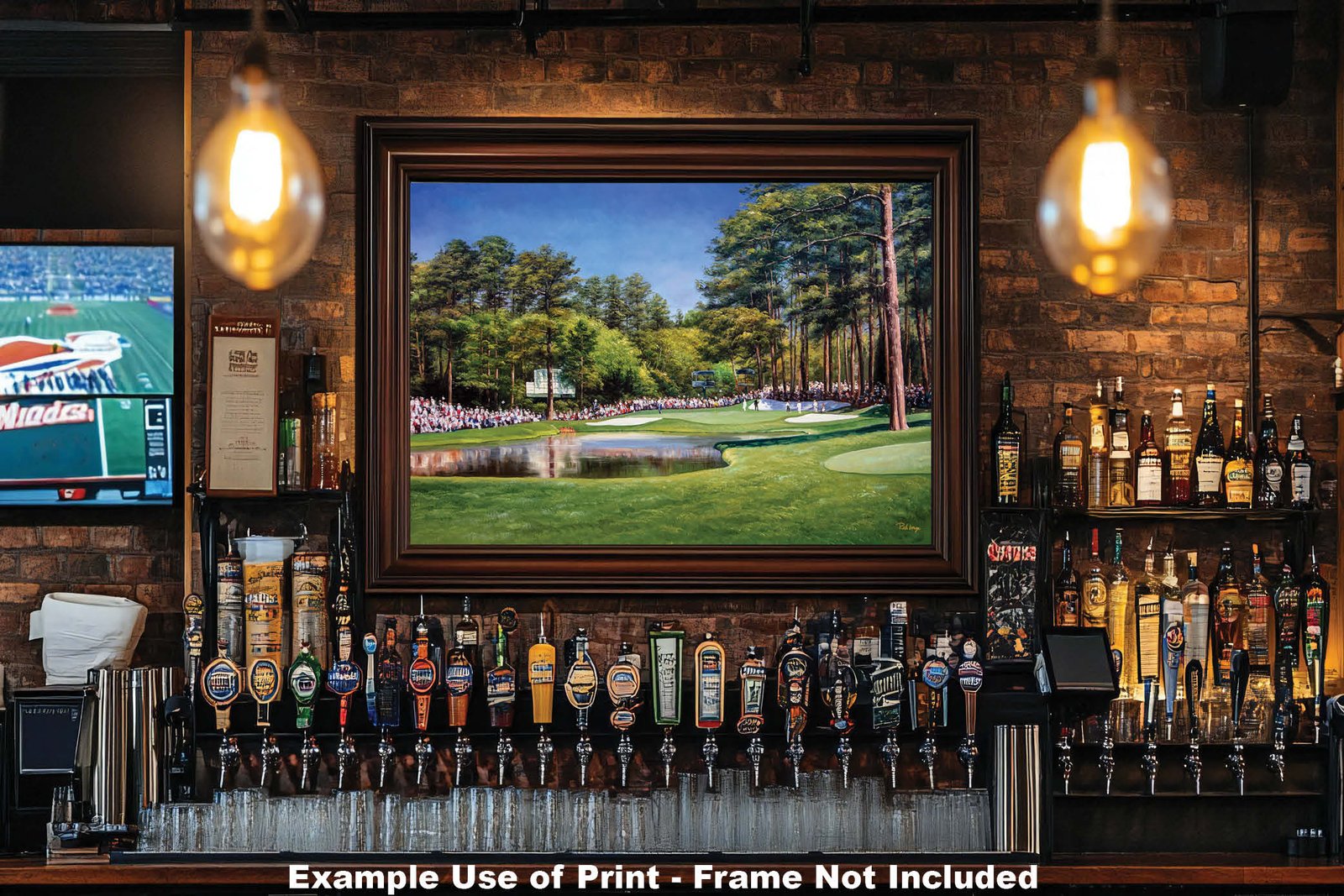 Augusta National Golf Club Course Hole 16 Augusta US canvas prints Redbud wall artwork The Masters Of Augusta oil painting lithograph 8x10-40x60in Oil Painting Art Print painting print Featured Wall of Fame Fine Art and Photography Gallery with framed examples on the wall.