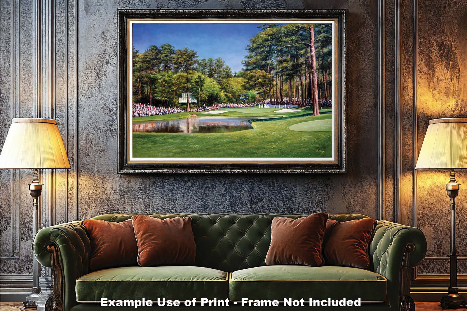canvas prints Augusta National The Masters Of Augusta painting print Augusta US Golf Club Course Hole 16 Redbud 8x10-40x60in Oil Painting Art Print lithograph wall decor wall art living room with thin framed picture art example on the wall image poster picture photograph photo fine art print wall hanging.