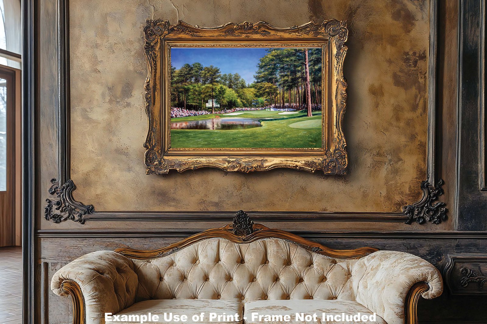 wall artwork Augusta National Golf Club Course Hole 16 The Masters Of Augusta Augusta US canvas prints Redbud 8x10-40x60in Oil Painting Art Print painting print luxury sitting room with framed art example on the wall image poster picture photograph photo fine art print wall hanging.