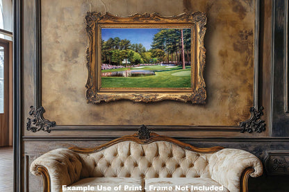 wall artwork Augusta National Golf Club Course Hole 16 The Masters Of Augusta Augusta US canvas prints Redbud 8x10-40x60in Oil Painting Art Print painting print luxury sitting room with framed art example on the wall image poster picture photograph photo fine art print wall hanging.