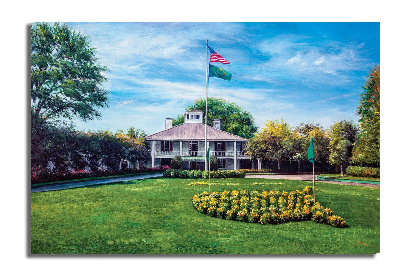 Clubhouse Club House Oil Painting Art Print the Masters of Augusta painting print PGA Golf Canvas Prints Augusta National Golf Course canvas prints 8x10-40x60in wall art rolled canvas print with corner curled image poster picture photograph photo fine art print wall hanging.