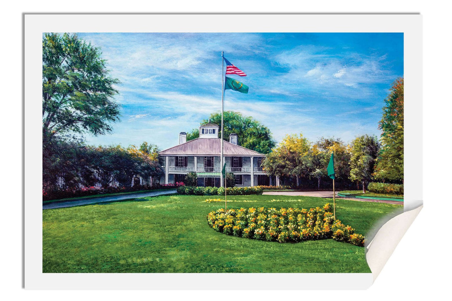 the Masters of Augusta Golf Course PGA Golf Canvas Prints Clubhouse Club House Oil Painting Art Print Augusta National giclee art on wall 8x10-40x60in framed art example on the wall image poster picture photograph photo fine art print wall hanging.