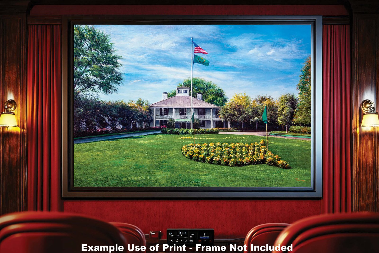 PGA Golf Canvas Prints Golf Course Augusta National the Masters of Augusta Clubhouse Club House Oil Painting Art Print lithograph oil painting giclee 8x10-40x60in framed art example on the wall image poster picture photograph photo fine art print wall hanging.