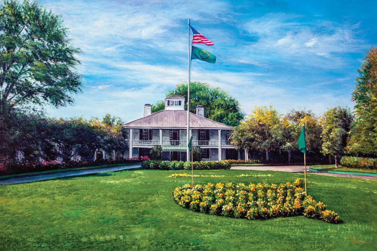 canvas prints Augusta National Golf Course wall art PGA Golf Canvas Prints the Masters of Augusta painting print Clubhouse Club House Oil Painting Art Print 8x10-40x60in painting print art on wall lithograph matte paper poster picture photograph photo fine art print for wall hanging.