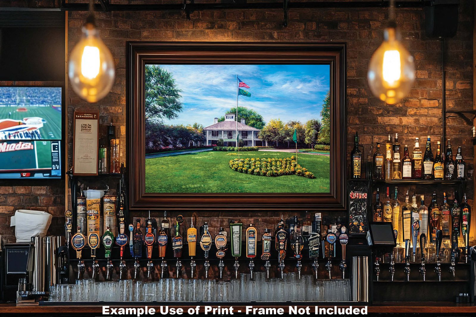 Augusta National Golf Course PGA Golf Canvas Prints canvas prints Clubhouse Club House Oil Painting Art Print wall artwork the Masters of Augusta oil painting lithograph 8x10-40x60in painting print Featured Wall of Fame Fine Art and Photography Gallery with framed examples on the wall.
