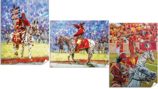 FSU Mascot College Football Team wall art Chief Osceola canvas prints lithograph Florida State Seminoles Renegade FSUchief3combo
