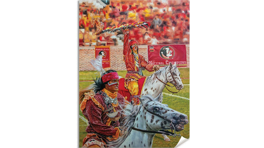 FSU Mascot College Football Team wall art Chief Osceola canvas prints lithograph Florida State Seminoles Renegade FsuChief1AM3
