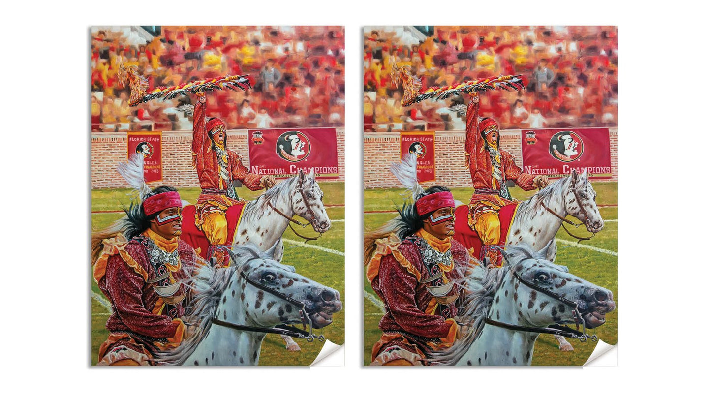 Florida State Seminoles oil painting lithograph Chief Osceola wall art Renegade FSU Mascot College Football Team Renegade FsuChief1AM3